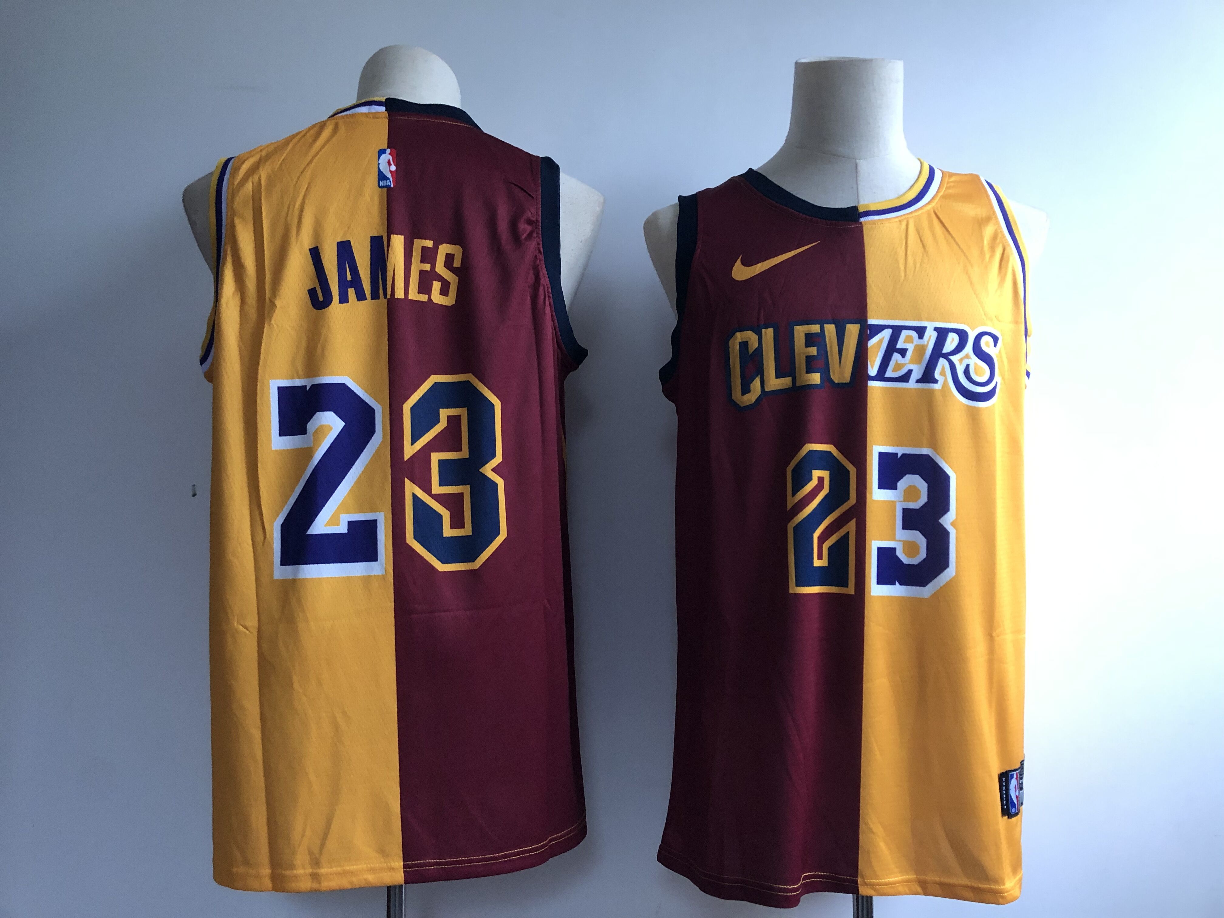 Men Cleveland Cavaliers 23 Lebron James yellow Split Nike NBA Jerseys